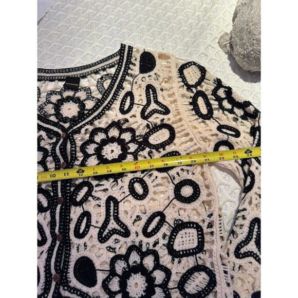 Saachi Open Knit Floral Lace Crochet Short Cardigan Jacket One Size Boho - Picture 7 of 8
